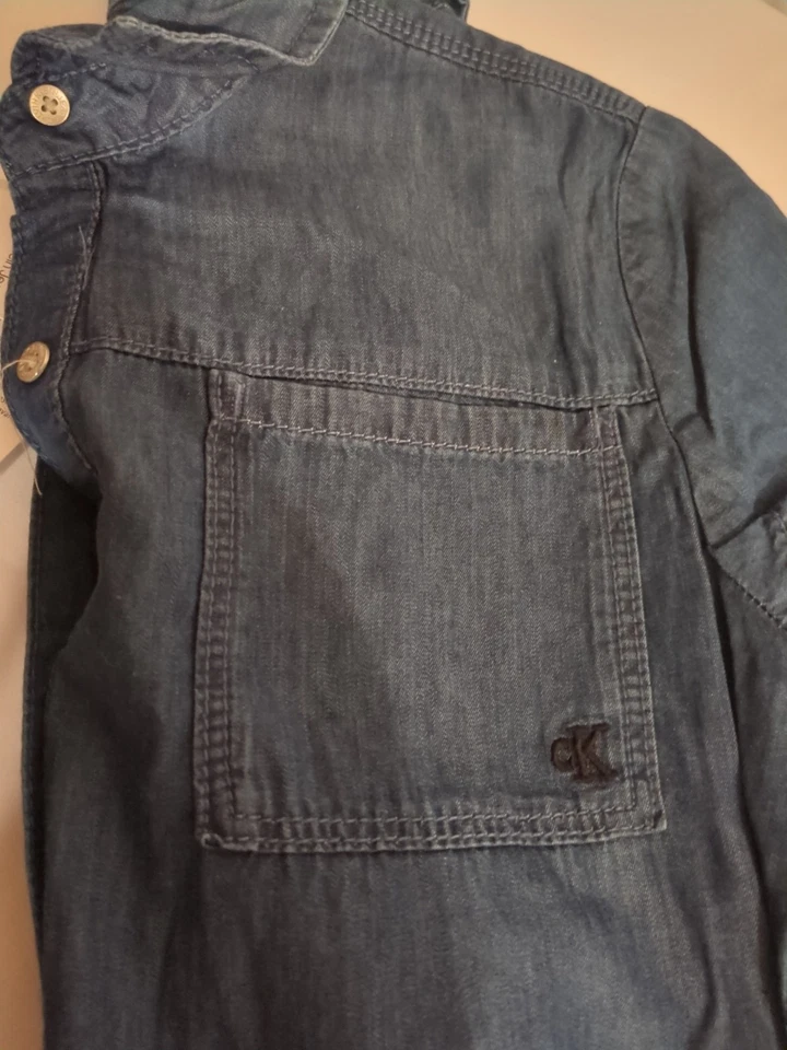 CALVIN KLEIN JEANS NEW KIDS GIRLS SHORT SLEEVE FRONT CLOSURE DENIM DRESS L 12/14 - Image 4 of 4