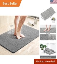 Luxurious Loofah Bath Mat 24x16 in Grey - Non-Toxic, Quick Drying, Anti-Slip