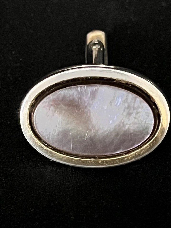 Elegante Manschettenknöpfe Perlmutt 925 Silber Top Zustand Unikat Schmuck - Bild 4 von 4