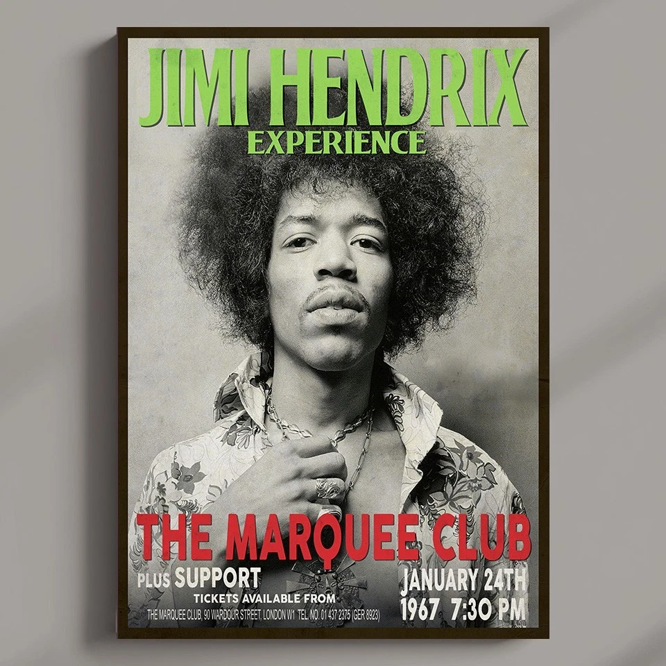 OLIVIA VALENTINE© DESIGNS Jimi Hendrix First Marquee 1967 Concert Poster MULTI-PRINT THREE FRAMED Options