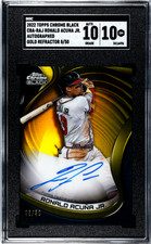 2022 Topps Chrome Black Ronald Acuña Jr. Auto Gold Refractors SGC 10 #/50