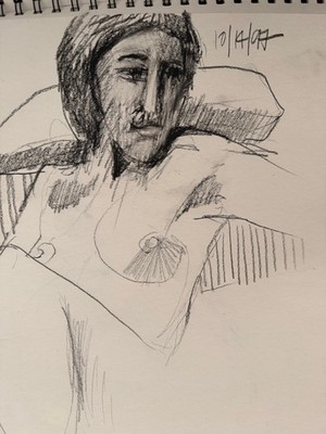 VTG Original artist Drawings Figurative Sketch Book of 21 pages 14''x27'' Charcoal