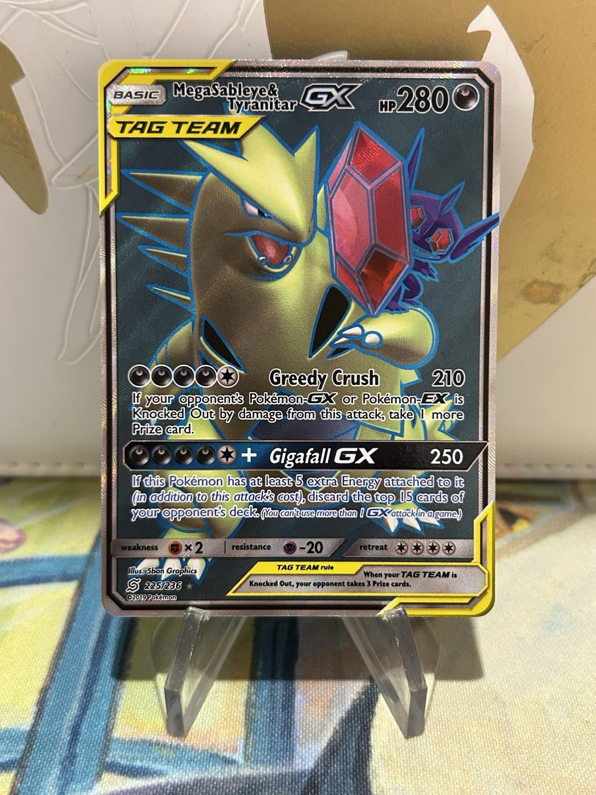 Mega Sableye & Tyranitar GX 225/236 Full Art Ultra Rare Holo SM Unified Minds NM