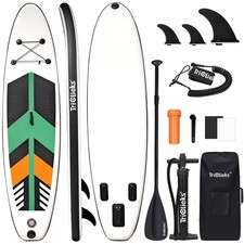 10FT Inflatable Stand Up Paddle Board Surfing Boards SUP Surfboard Pump Bag Fins