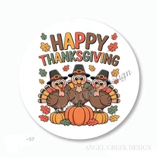 THANKSGIVING TURKEYS STICKERS ENVELOPE SEALS HAPPY THANKSGIVING FAVORS LABELS