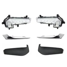 DRL LED Fog Light Lamp Frame W/ Chrome Trim For Chevrolet Malibu XL 2016 17-2018