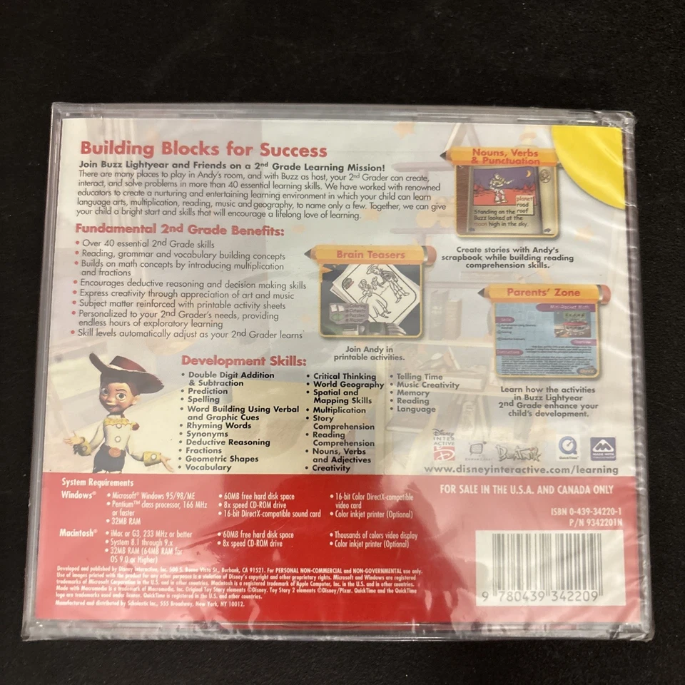 NEW Disney Learning CD-ROM 2nd Grade Ages 6-8 (Buzz Lightyear) - Image 2 of 2