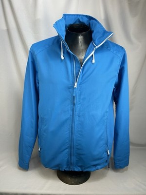 Lands' End Jacket Men's Blue Lightweight Windbreaker Full Zip Hooded Utility Lrg