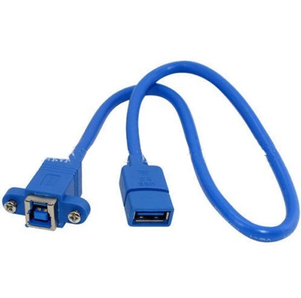USB 3.0 Type A Female to USB-B 3.0 Panel Mount Female Data Sync Cable 0.3m - Image 2 of 2