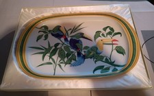 Hermes Toucans piatto ovale servizio stoviglie porcellana scatola 39 cm mai u...
