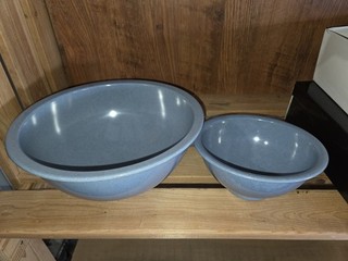 Vintage TEXAS WARE Blue MELAMINE Mixing BOWL Robin Egg 11.5" & 8"