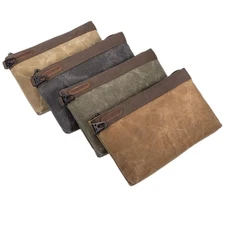 Waxed Canvas Tool Pouches 4 Pack – 13-Inch Heavy-Duty Zipper Tool Bags Set, W...