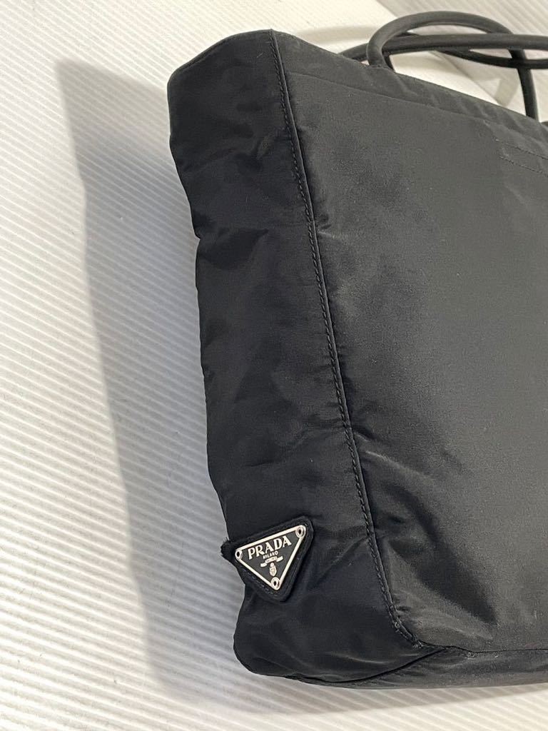 Prada Triangle Plate Nylon Tote Bag Vintage Black Shoulder Bag Authentic thumbnail 3