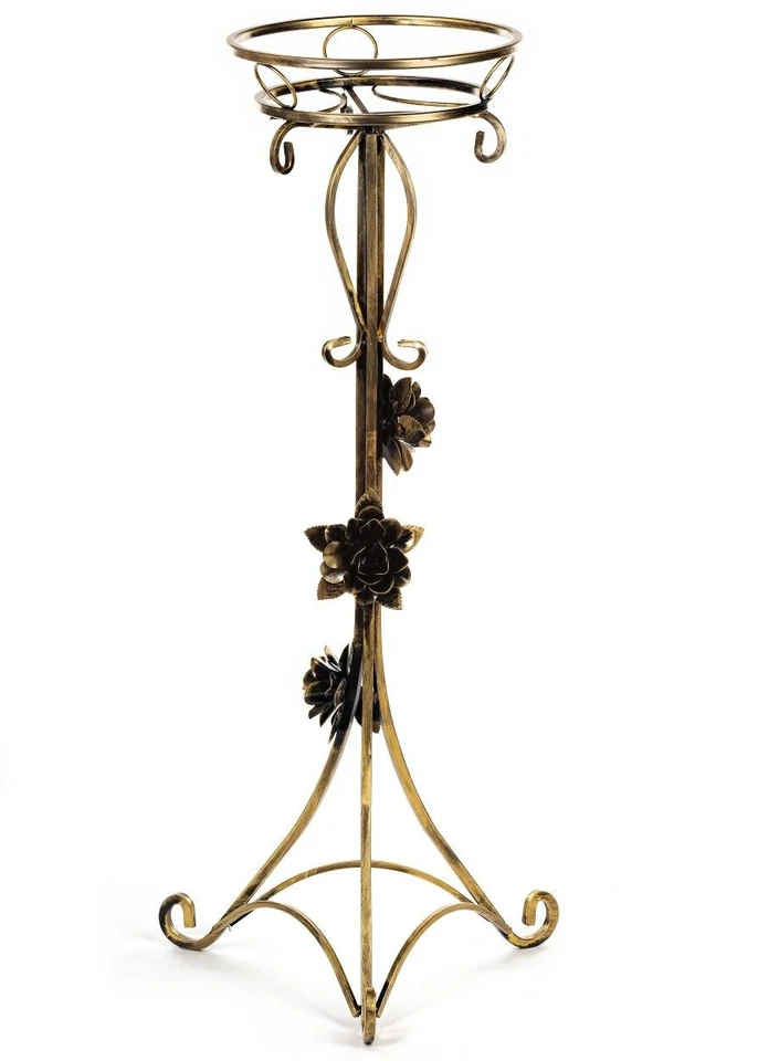 Blumenständer Antik Metall mit Rosen 98cm mit gold Blumensäule Deko Ständer - Bild 2 von 4