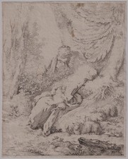IDILLIO (SCENA DEL PASTORE), FRANCESE, HUQUIER SECONDO BOUCHER?, ACQUAFORTE, ~1770