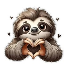 2pcs 5.12"x4.72", Sloth with Heart Self-Adhesive Vinyl Decal, Used for Car