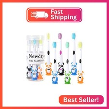 Newday Kids toothbrushes 6 Pack Set Soft Bristles with Suction Cup, Includes Tra
