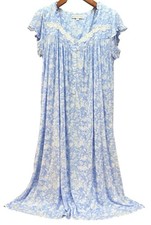 Eileen West BLUE/WHITE FLORAL Short Sleeve MODAL Knit Nightgown M Cottage Core