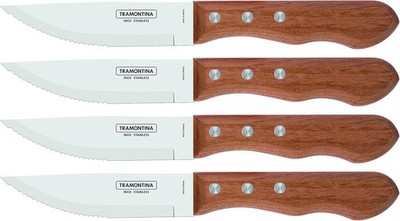 Dynamic Steakmesser Jumbo, 4-teiliges Set, rostfreier Edelstahl, Holzgriff, 4