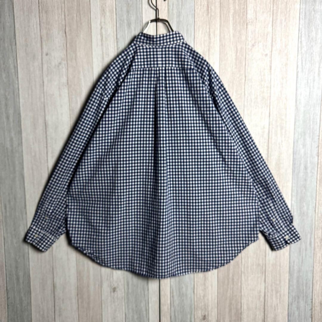 POLO Ralph Lauren 2XL Navy Gingham Check Button-Down Shirt, Vintage, Excellent image 5