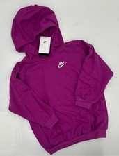 Nike Kids Oversized Fit Sportswear Club Fleece Hoodie Sweatshirt Fuchsia Size XS