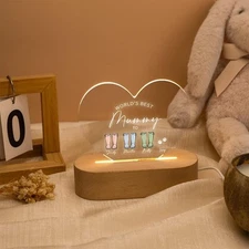 Personalized Night Light for Mom, Custom LED Lamp, Grandma, Nana, Birthday Gift