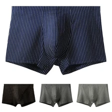 Men's Boxershorts Cotton Breathable Trunks Striped Underwear for Comfort