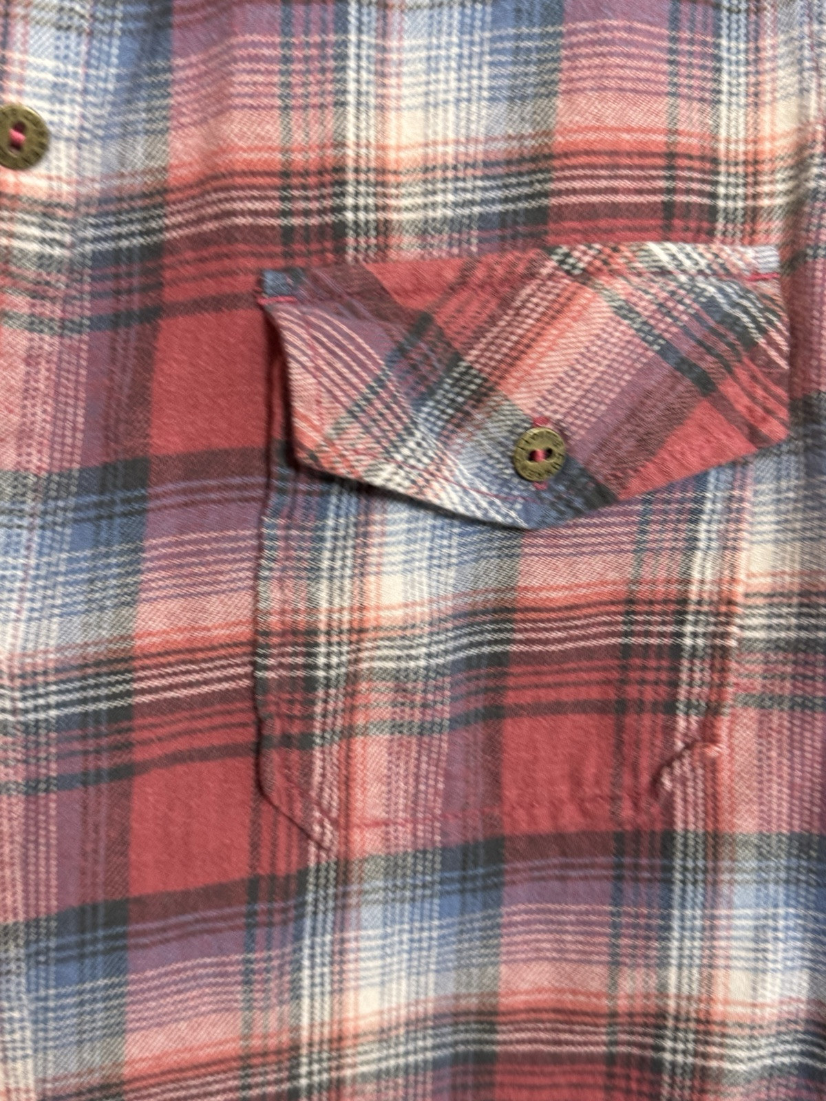 Current/Elliott Muted Red Plaid Button Up Long Sl… - image 3