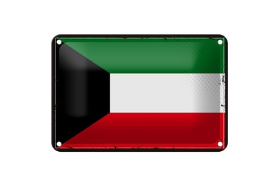 mrdeco Metall Schild 12x18cm gewölbt Kuwaits Retro Flag of Kuwait Schild
