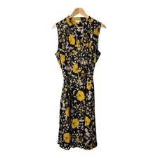 Nanette Lepore Floral Print Dress Sleeveless Midi Casual Black Yellow Size 14W