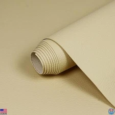 Premium Marine Vinyl Fabric - Waterproof Faux Leather 55"x108", 0.6mm, Beige