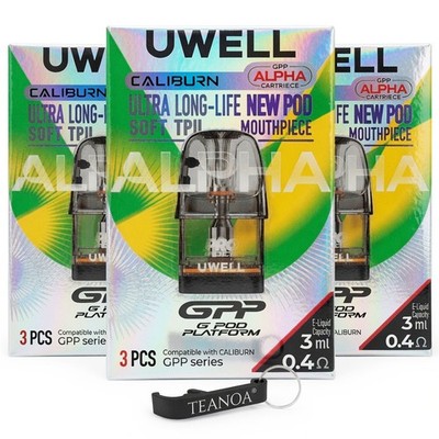 3er Pack Uwell Caliburn GPP Alpha Pods 3ml (3x3 Stk) G3 G4 G5 Coils + Öffner