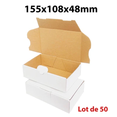 Lot de 50 Boîtes pour expédition en carton blanc 155x108x48mm - Photo 1/3
