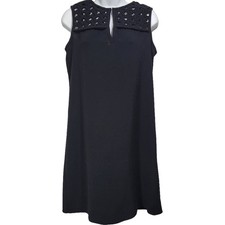Diane von Furstenberg Black Sleeveless Sheath Hope Dress Crochet Neck Detail 2