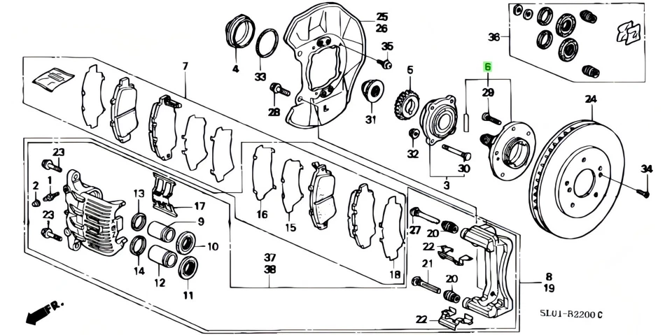 Buje NSX HONDA ACURA GENUINO OEM, freno delantero eje ☆ 44600-SL0-020 ☆ Foto 2 de 2