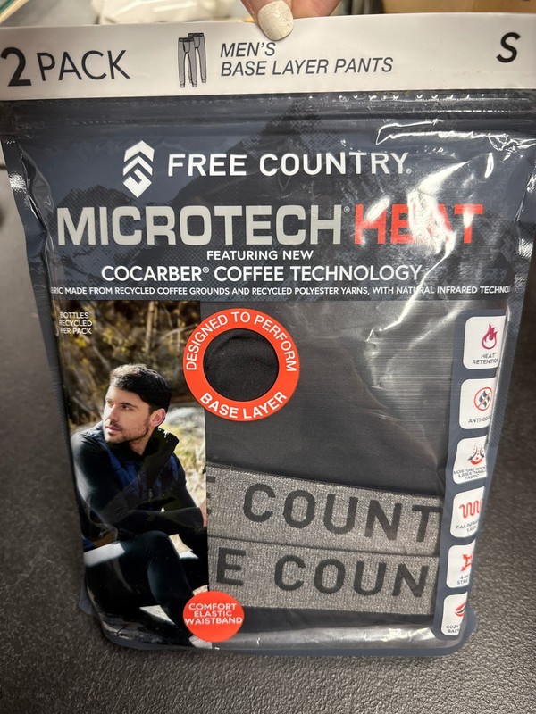 Free Country Microtech Heat Men's Base Layer Pants 2 Pack Black Size S
