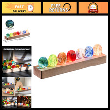 Colorful LED Glass Crystal Ball Night Lamp with Wood Base - 7 Colors USB Decorat