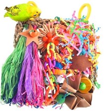 Conure Toys, Bird Grass Mat Parakeet Shredder Hanging Toy Cockatiel natural