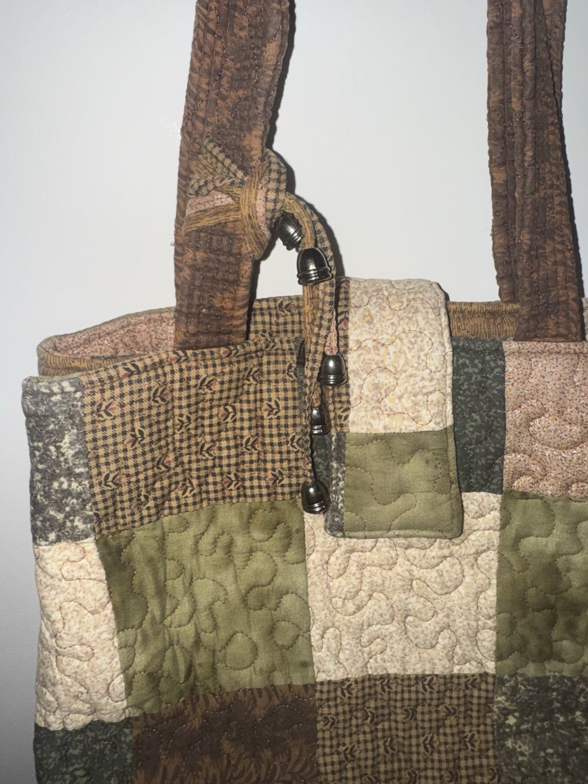 Donna Sharp Brown Plaid Patchwork Quilted Purse H… - image 2