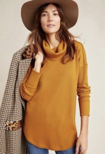 Maeve Anthropologie Women’s Mustard Yellow Ainsley Thermal Turtleneck Small