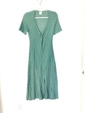 MP|C Mink Pink Hey Now Green Striped Midi Dress Twist Front M