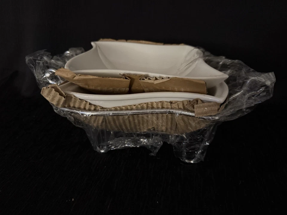 SIENNA by GODINGER White Ceramic Covered Chafing/Casserole Dish & Metal Stand - Image 3 of 4