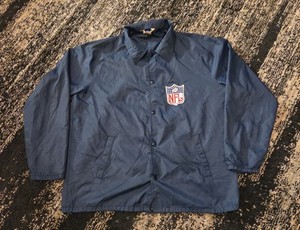 Men's NFL Blue Windbreaker Lined Coaches Jacket Size Men's Large