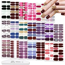 20 Sheets Gel Nail Polish Strips Full Wraps for Women, Glitter Gel Nail Wraps fo