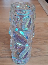 František Pečený SKLO UNION Iris Glass Vase AB Iridescent Rare HTF VGC Modernist