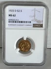1925 $2.5 Gold Indian Head NGC MS62