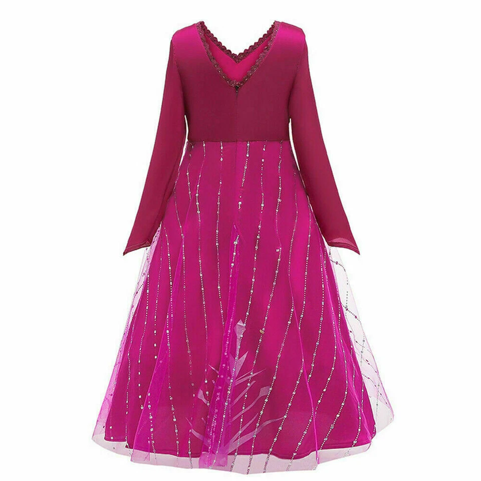 Disney Niñas Princesa Frozen Vestido Elsa Anna Fiesta Halloween Navidad Elegante Foto 3 de 4