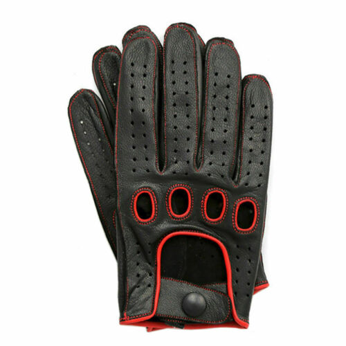 Genuine soft Leather Reverse Stitched Full-Finger Driving Gloves Fashion Classic - Picture 1 of 7