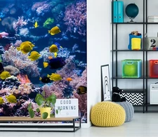 3D Yellow Fish Coral K3191 Wallpaper Mural Self-adhesive Removable Sticker Panda