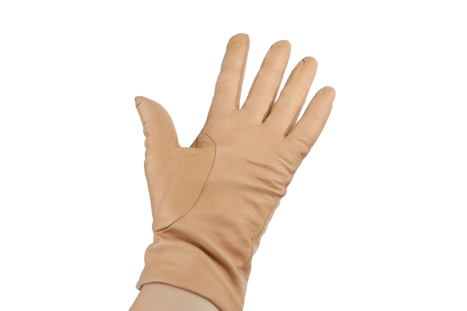 J. Crew Beige Leather Warm Cashmere Lining Winter Gloves Cozy Mittens Size L